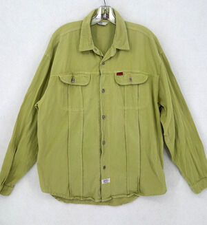 Vintage ⁠Nigel Cabourn Green Cotton Long Sleeve Button Up Utility Shirt Sz 4